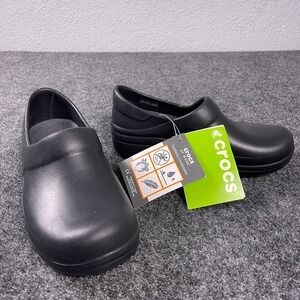 Crocs Women's Neria Pro II Clogs Slip Resistant Work Shoes Black W6 Lightweight